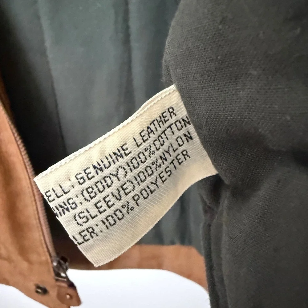 VTG 90s Leather Bomber Jacket L Tan Flight Aviator Rugged Streetwear‎ Gorpcore